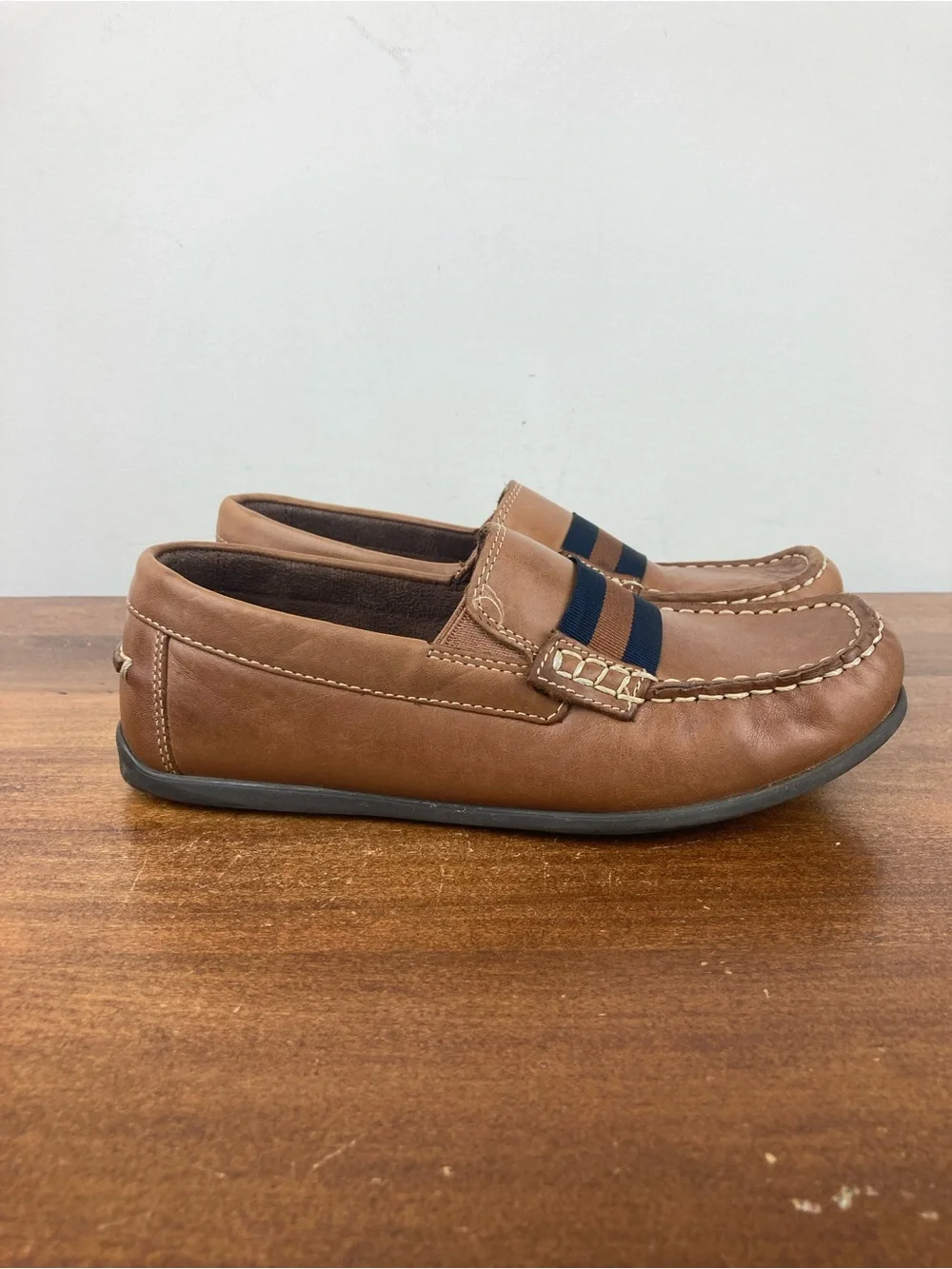 Florsheim Jasper Strap JR Brown Leather Loafers Dress Shoes 16680 Kids 4M.